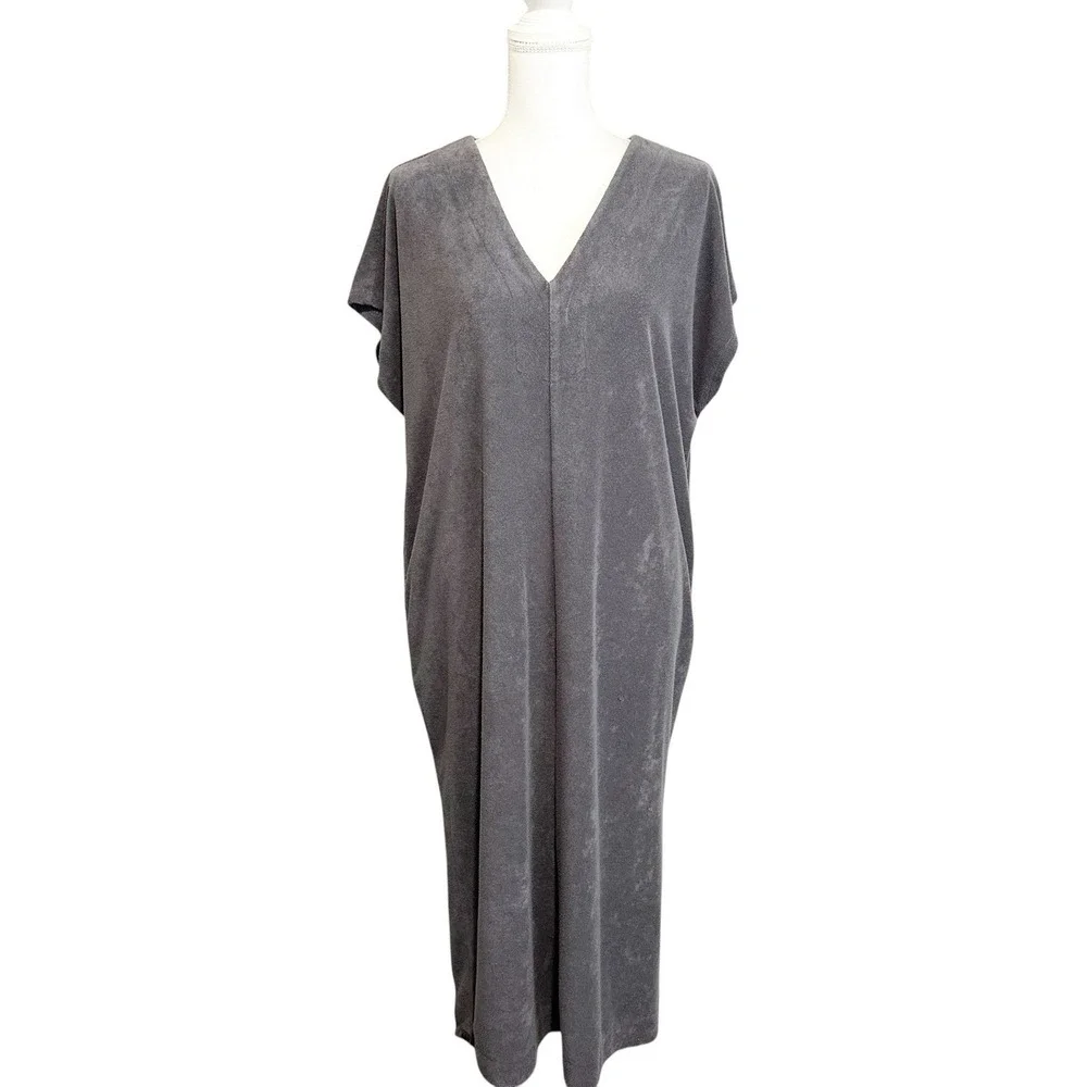 Barefoot Dreams Beach Cozy Terry Caftan Size Small in Carbon Gray Resort Cruise